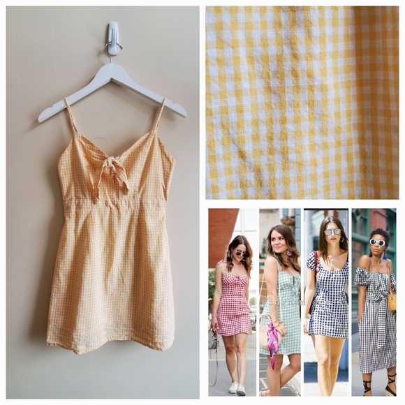 Lulus Yellow and White Gingham Mini Dress XSmall - Picture 1 of 8